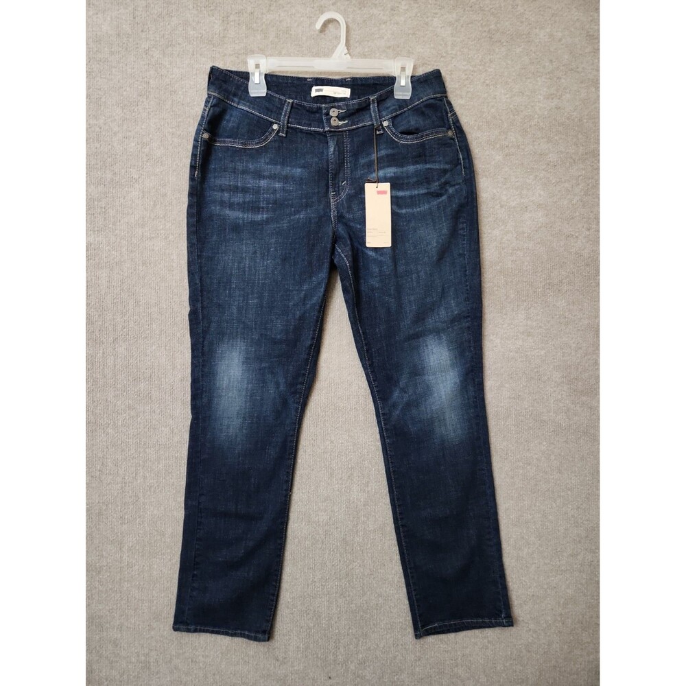 Levis 529 Curvy Skinny Jeans Womens 14 32 Blue Dark Wash Mid Rise Stretch NEW